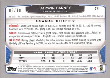 2013 Bowman - Purple Ice #26 Darwin Barney Back