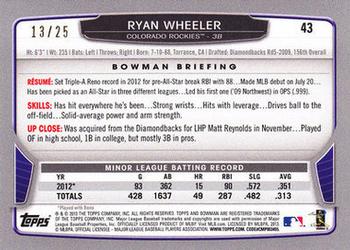 2013 Bowman - Red Ice #43 Ryan Wheeler Back