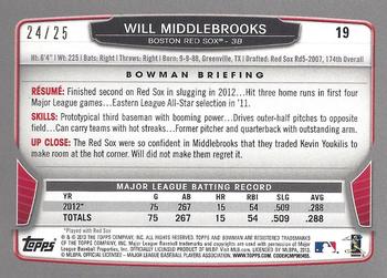 2013 Bowman - Red Ice #19 Will Middlebrooks Back