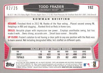 2013 Bowman - Red Ice #192 Todd Frazier Back