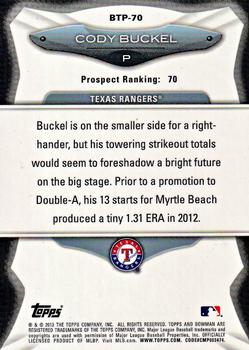 2013 Bowman - Top 100 Prospects #BTP-70 Cody Buckel Back