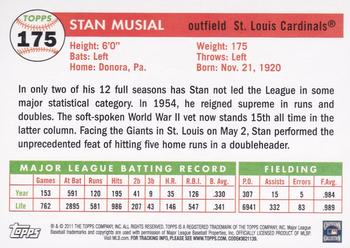 2011 Topps - 60 Years of Topps: The Lost Cards Original Back #175 Stan Musial Back