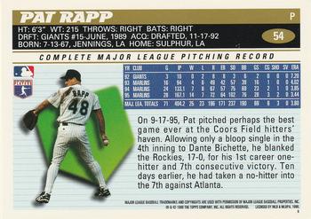 1996 Topps #54 Pat Rapp Back