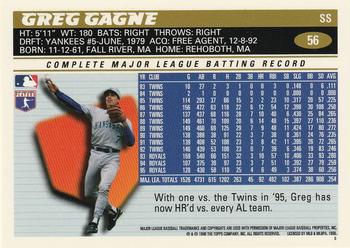 1996 Topps #56 Greg Gagne Back