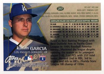 1996 Topps #217 Karim Garcia Back