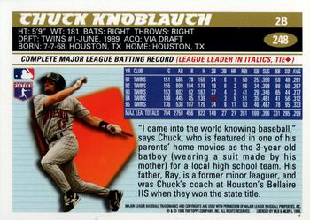 1996 Topps #248 Chuck Knoblauch Back