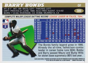1996 Topps #300 Barry Bonds Back