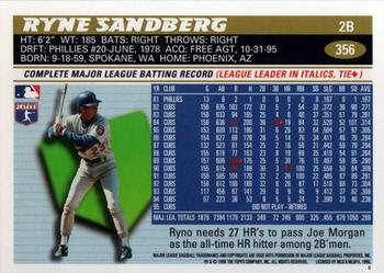 1996 Topps #356 Ryne Sandberg Back