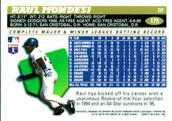 1996 Topps #175 Raul Mondesi Back