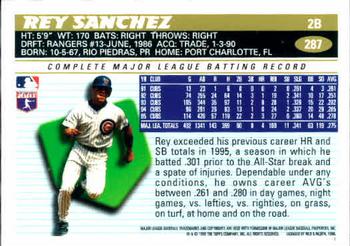 1996 Topps #287 Rey Sanchez Back