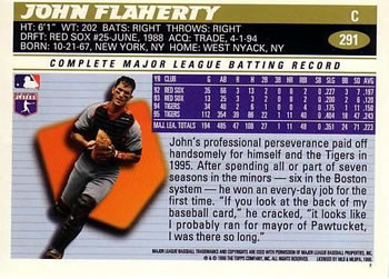 1996 Topps #291 John Flaherty Back