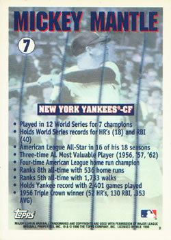 1996 Topps #7 Mickey Mantle Back