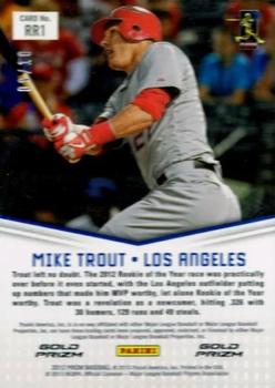 2012 Panini Prizm - Rookie Relevance Prizms Gold #RR1 Mike Trout Back