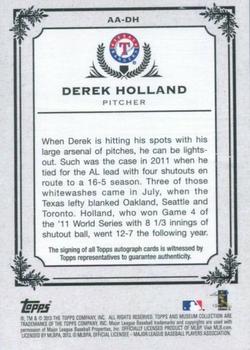 2013 Topps Museum Collection - Archival Autographs #AA-DH Derek Holland Back