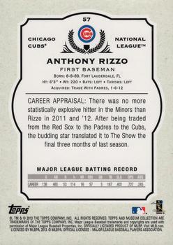 2013 Topps Museum Collection - Green #57 Anthony Rizzo Back