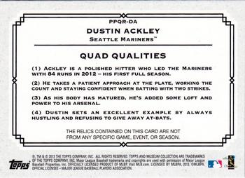 2013 Topps Museum Collection - Primary Pieces Quad Relics Copper #PPQR-DA Dustin Ackley Back