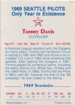 1983 Galasso 1969 Seattle Pilots #14 Tommy Davis Back