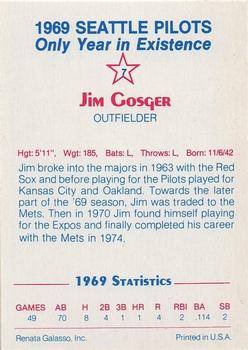 1983 Galasso 1969 Seattle Pilots #7 Jim Gosger Back
