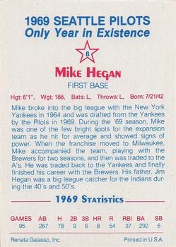 1983 Galasso 1969 Seattle Pilots #8 Mike Hegan Back