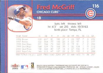 2002 Fleer Maximum #116 Fred McGriff Back