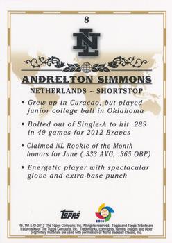 2013 Topps Tribute WBC #8 Andrelton Simmons Back