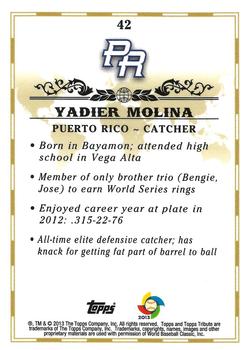 2013 Topps Tribute WBC #42 Yadier Molina Back