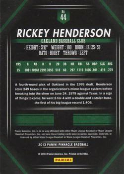 2013 Pinnacle #44 Rickey Henderson Back