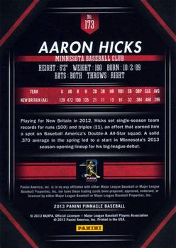 2013 Pinnacle #173 Aaron Hicks Back