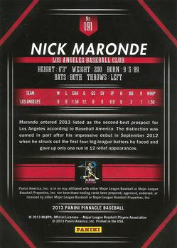 2013 Pinnacle #191 Nick Maronde Back