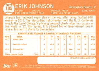 2013 Topps Heritage Minor League #105 Erik Johnson Back