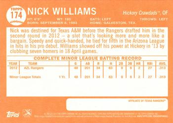 2013 Topps Heritage Minor League #174 Nick Williams Back