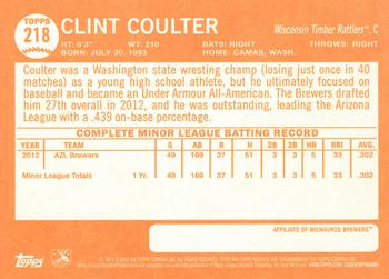 2013 Topps Heritage Minor League #218 Clint Coulter Back