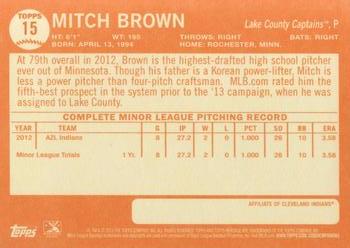 2013 Topps Heritage Minor League #15 Mitch Brown Back