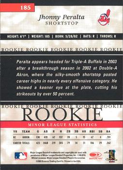 2003 Donruss Elite #185 Jhonny Peralta Back