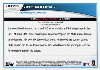 2013 Topps Update #US70 Joe Mauer Back