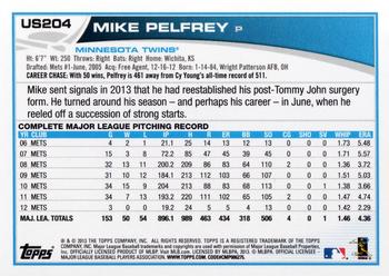 2013 Topps Update #US204 Mike Pelfrey Back