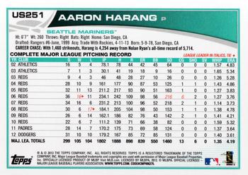 2013 Topps Update #US251 Aaron Harang Back