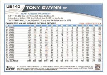 2013 Topps Update #US140 Tony Gwynn Back