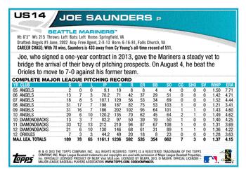 2013 Topps Update #US14 Joe Saunders Back