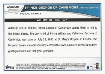 2013 Topps Update #US205 Prince George of Cambridge Back