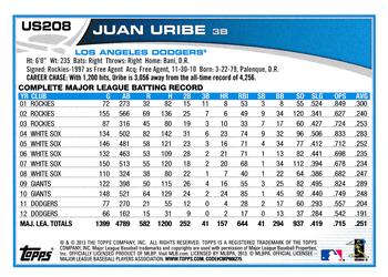 2013 Topps Update #US208 Juan Uribe Back
