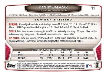 2013 Bowman Draft Picks & Prospects #11 Danny Salazar Back