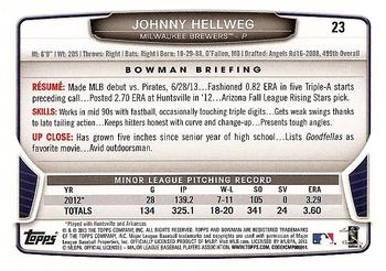 2013 Bowman Draft Picks & Prospects #23 Johnny Hellweg Back