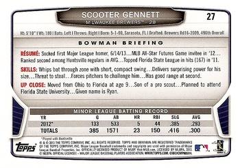 2013 Bowman Draft Picks & Prospects #27 Scooter Gennett Back