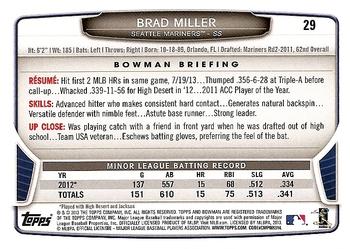 2013 Bowman Draft Picks & Prospects #29 Brad Miller Back