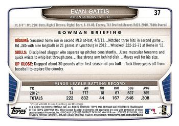 2013 Bowman Draft Picks & Prospects #37 Evan Gattis Back