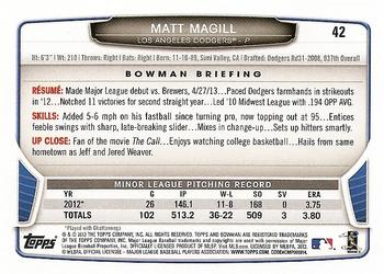 2013 Bowman Draft Picks & Prospects #42 Matt Magill Back