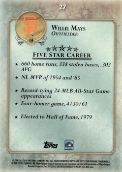 2013 Topps Five Star #27 Willie Mays Back