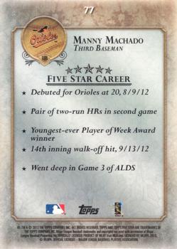 2013 Topps Five Star #77 Manny Machado Back