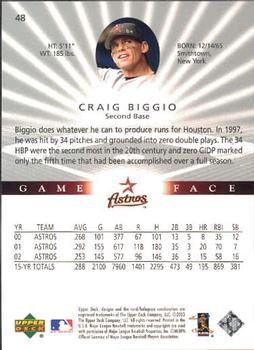 2003 Upper Deck Game Face #48 Craig Biggio Back